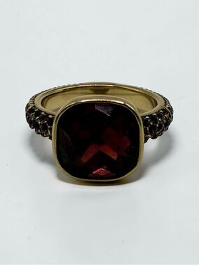 Heidi Daus Garnet-Tone Crystal Statement Ring Size 7.5–8
